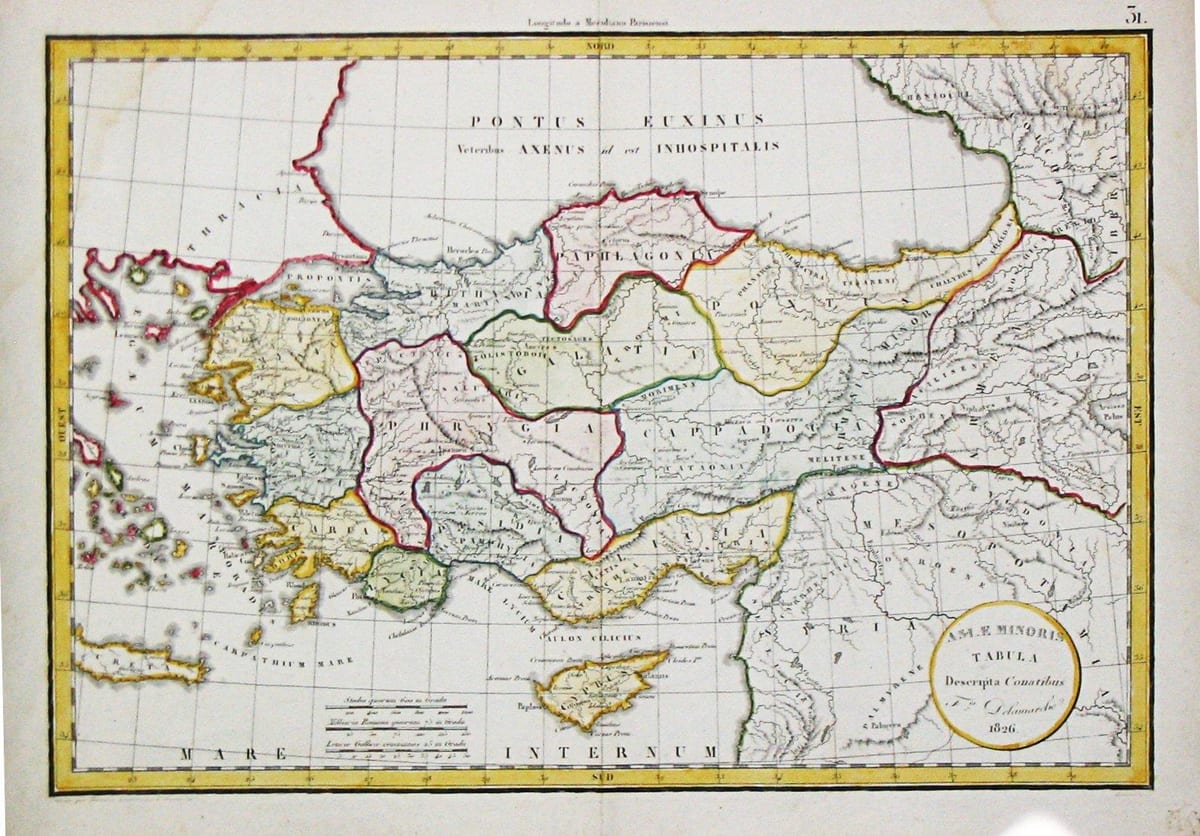 mapa de Turquía viejo