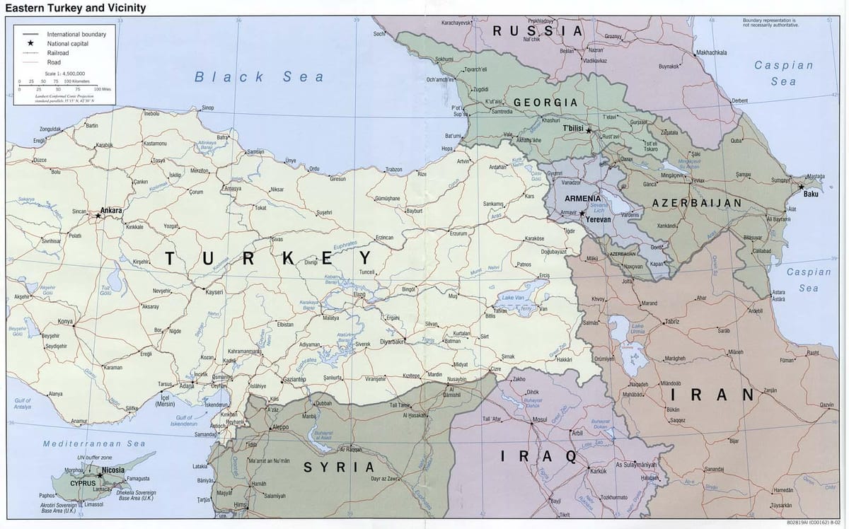 mapa de la región oriental de Turquía