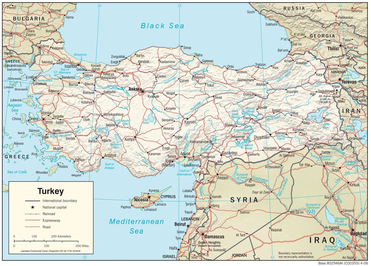 mostrar mapa de Turquía