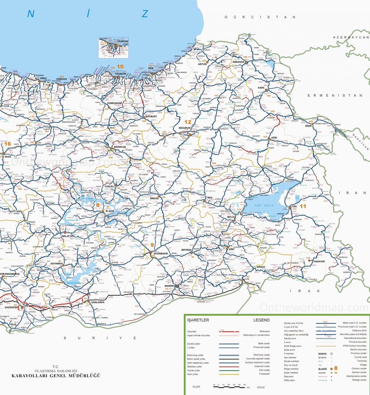 mapa detallado del sur de Turquía