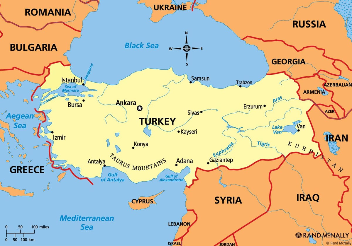mapa de Turquía continente
