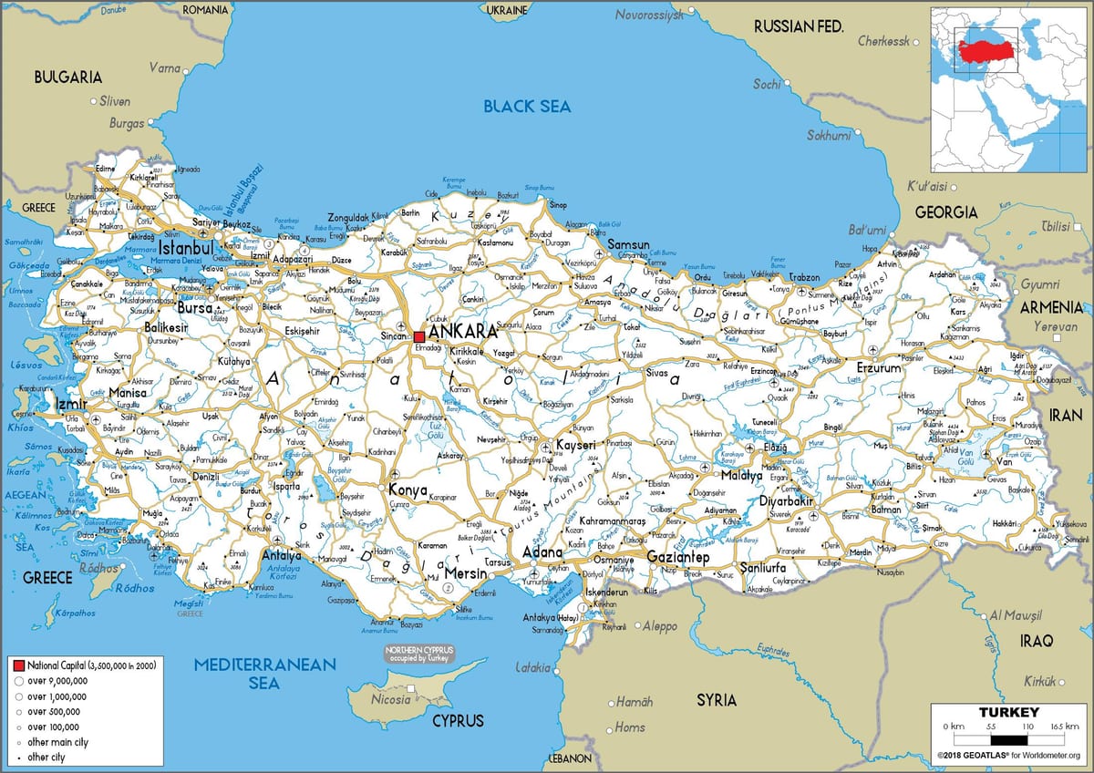 mapa de Turquía carretera