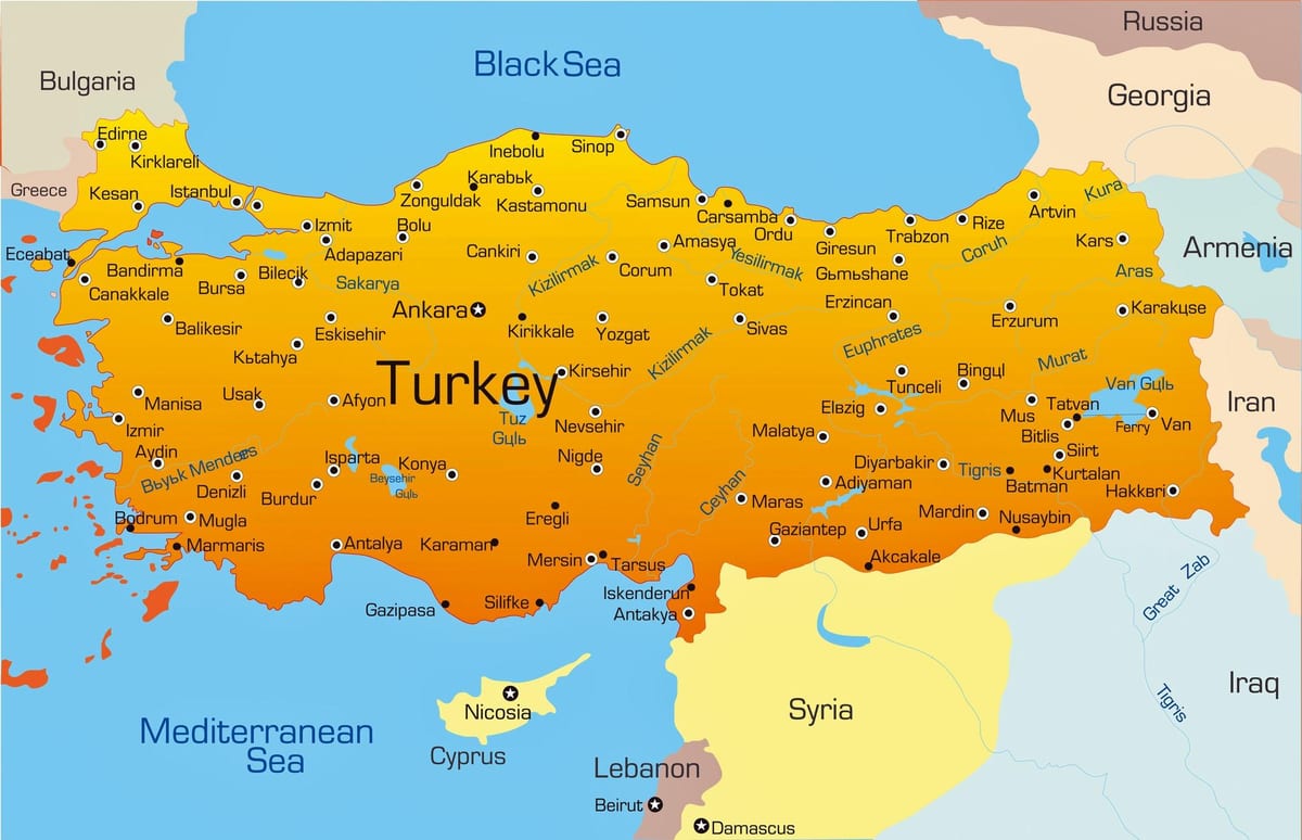 las principales ciudades de Turquía mapa