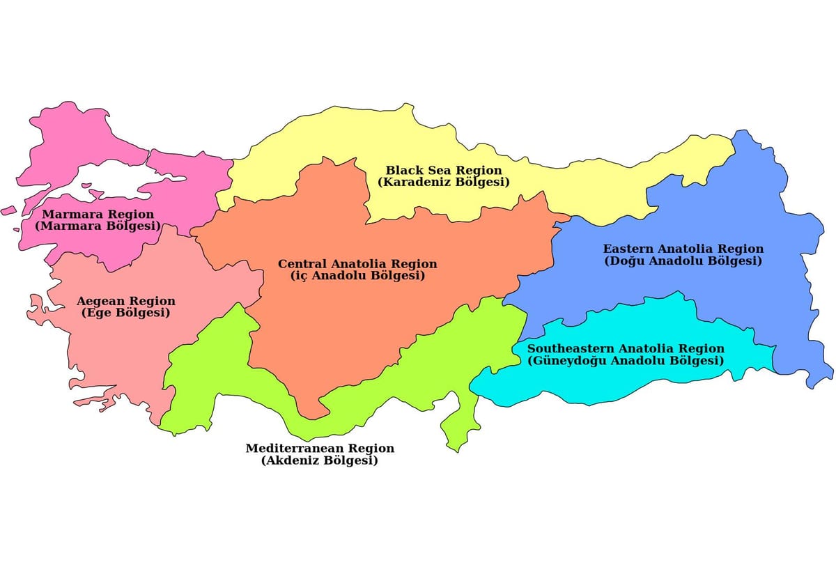 mapa de Turquía región