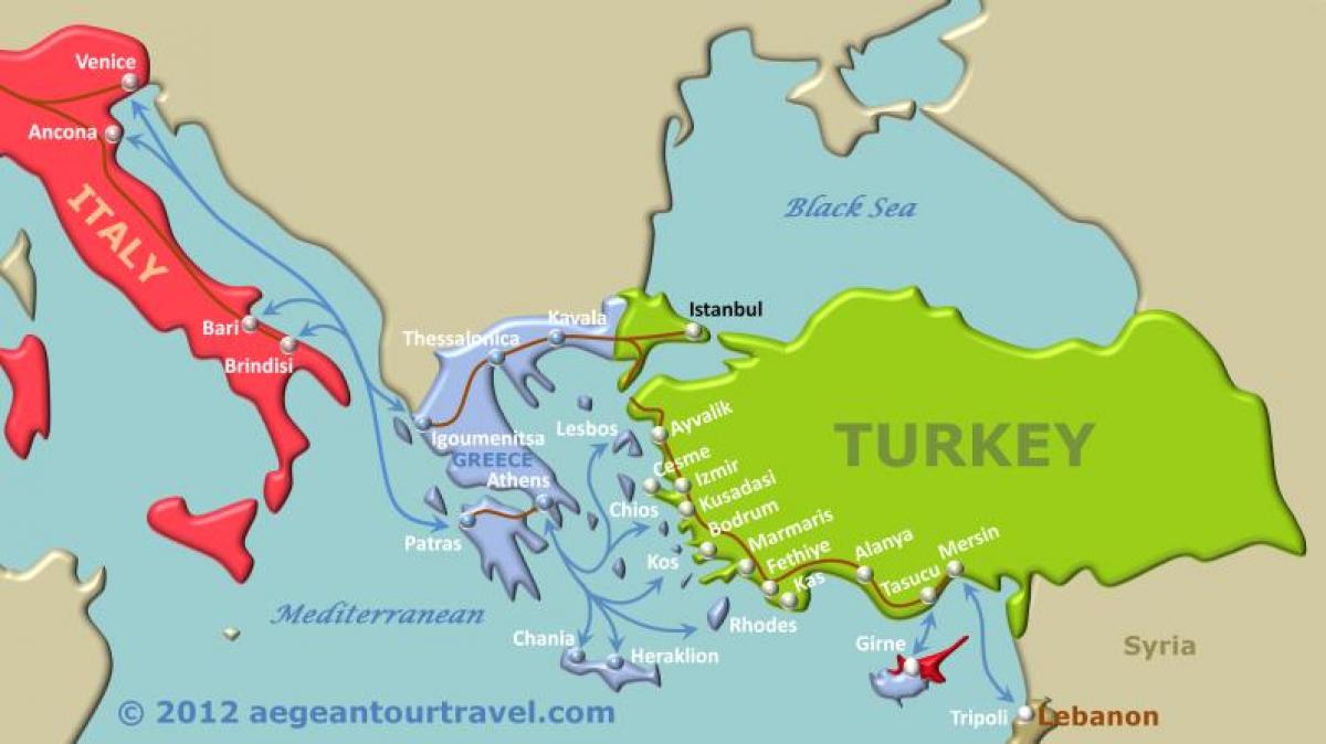 mapa de Turquía ferry