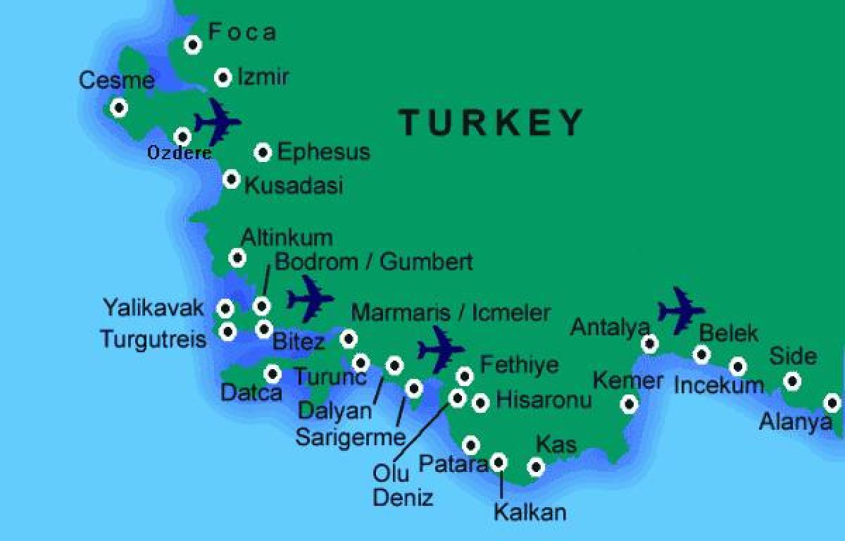 mejores playas de Turquía mapa