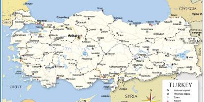 Turquía mapa del país de los países vecinos