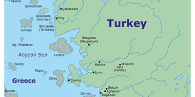 Mapa de la costa oeste de Turquía