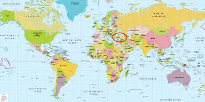 Mapa del mundo que muestra Turquía