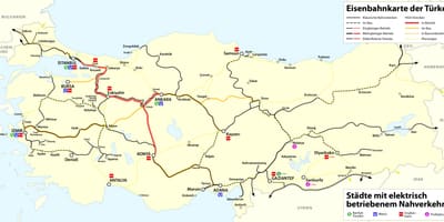 Mapa de Turquía ferrocarril