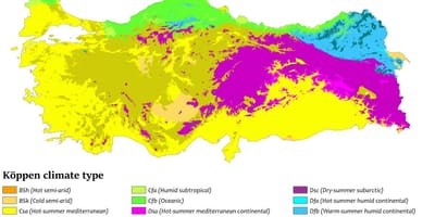 Mapa de Turquía climático
