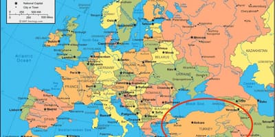 Mapa de Turquía europa