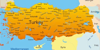 Las principales ciudades de Turquía mapa