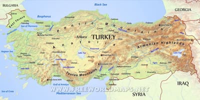 Turquía mapa geográfico
