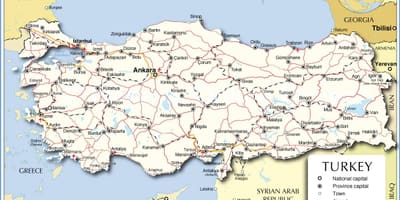 Mapa de Turquía mar