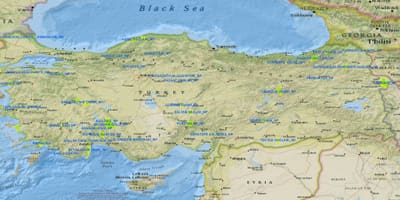 Mapa de Turquía parques nacionales