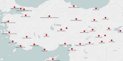 Mapa de Turquía mostrar los aeropuertos